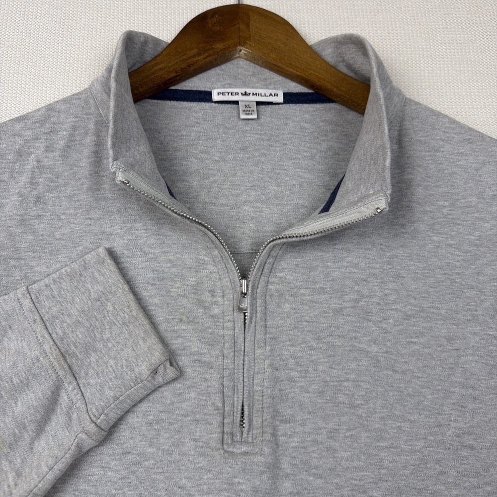 Peter Millar Quarter Zip Sweater Mens XL Gray Preppy Classic Minimalist Cotton